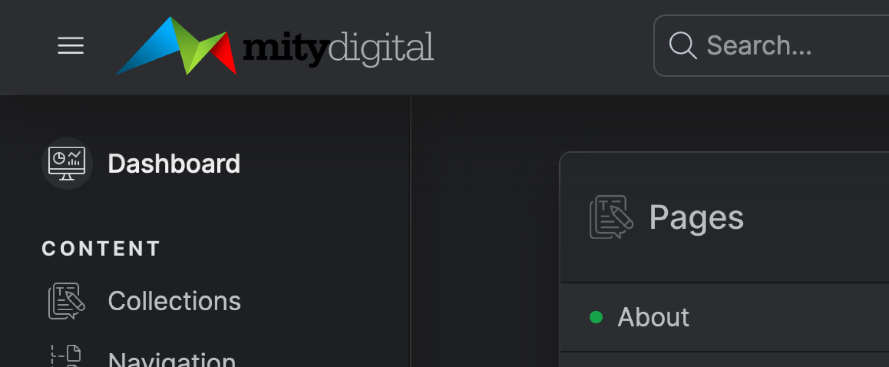 The "Mity Digital" logo doesn't work well on a dark background