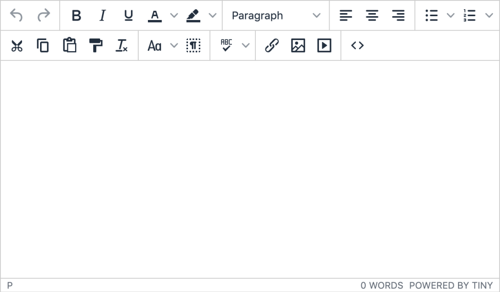 A more advanced TinyMCE editor instance, with more controls and options.